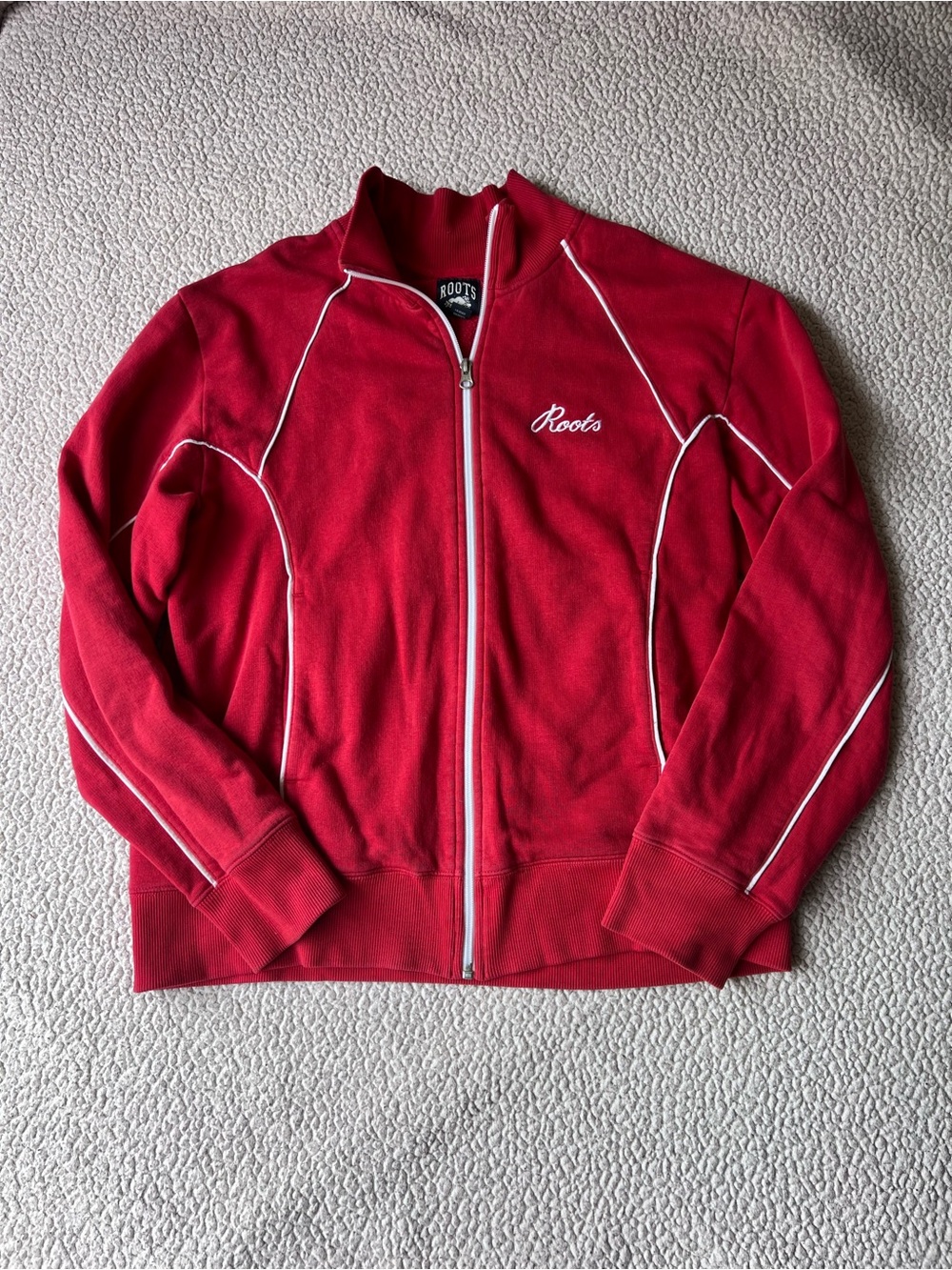 ROOTS ZIPPER FRONT RED SWEATSHIRT